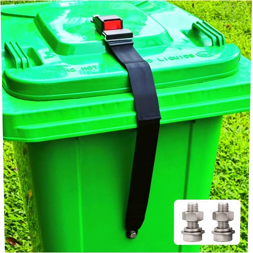 JFOMOYGI 1 PC Buckle Type Trash Can Locks for Animals Semi-Automatic,Trash Can Lid Lock,Universal Trash Can Lock Belt,Garbage Trash Can Lid Locks for Raccoon,Easy Single Hand Release