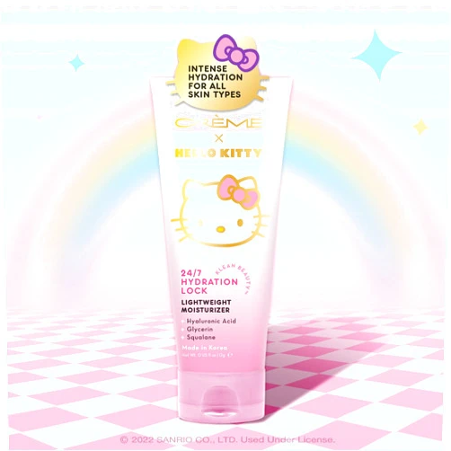The Crème Shop x Sanrio Hello Kitty 24/7 Hydration Lock Lightweight Moisturizer from Klean Beauty™ line: Ultimate Hydration, Non-Greasy, Clean & Safe Skincare with Hyaluronic Acid, Glycerin, Squalane