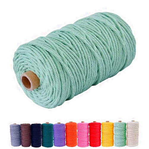 Bytron Macrame Cord 3mm Macrame Twine Green Macrame String Macrame Supplies DIY Natural Craft yarnMacrame Rope for DIY Wall Plant Hanger Craft and Making Dream Catcher 328feet (Light Green)