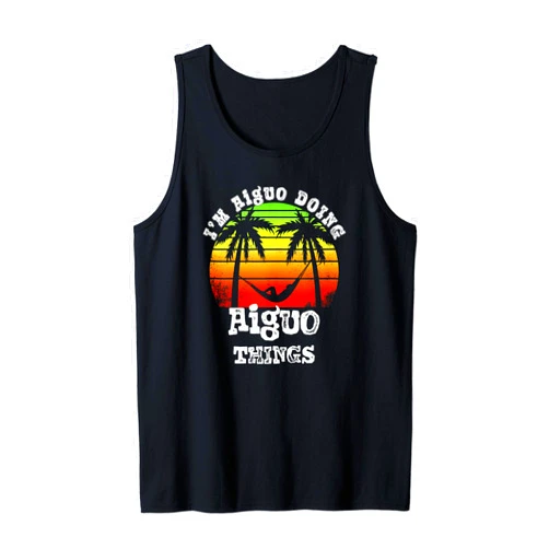 I'm Aiguo Doing Aiguo Things Asian Names Retro Sunset Tank Top