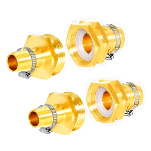 Joywayus Solid Brass Garden Hose Repair Connector with Stainless Clamps 5/8