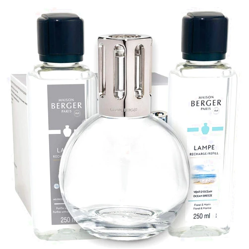 MAISON BERGER Lampe Berger Giftset - Starter Round - Home Fragrance Diffuser - Includes 2 Fragrances So Neutral and Ocean Breeze - 250 milliliters - 8.45 Fluid Ounces