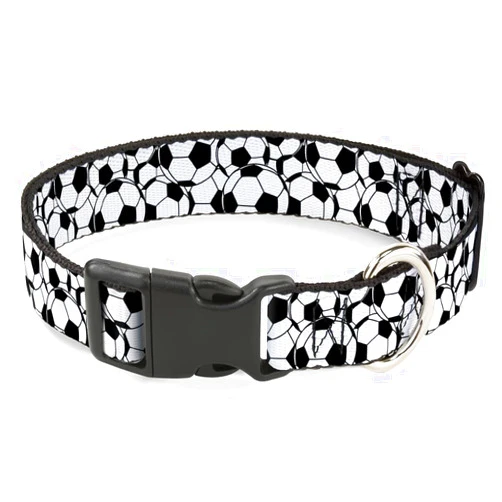 Buckle-Down Dog Collar Plastic Clip Soccer Balls Stacked 9 to 15 Inches 1.0 Inch Wide