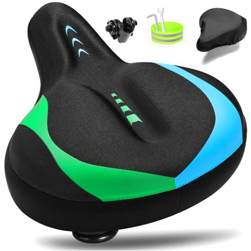 CDYWD Oversized Bike Seat for Men Women Comfort, Extra Wide Bicycle Seat Cushion with Comfortable Gel Padded, Large Replacement Bike Saddle for Peloton Bike, Stationary Exercise Bike, City Bike, Ebike