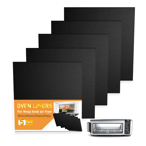 YTFGGY Reusable Oven Liner for Bottom of Oven Compatible with Ninja Foodi Air Fryer, YTFGGY 5 Pack Non-Stick Air Fryer Accessories, Pre-Cut Square for SP101/SP201/SP301/SP351, 12