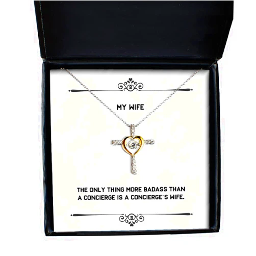 Game On Novelties Useful Wife, The Only Thing More Badass Than a Concierge is a Concierge's., Reusable Holiday Cross Dancing Necklace for Wife