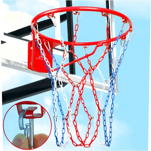 GW Gwongvvei Basketball Net Heavy Duty Replacement,Carbon Steel Chain Basketball net, Anti-Rust Use Indoor Outdoor Standard 12 Loops Basketball Hoop