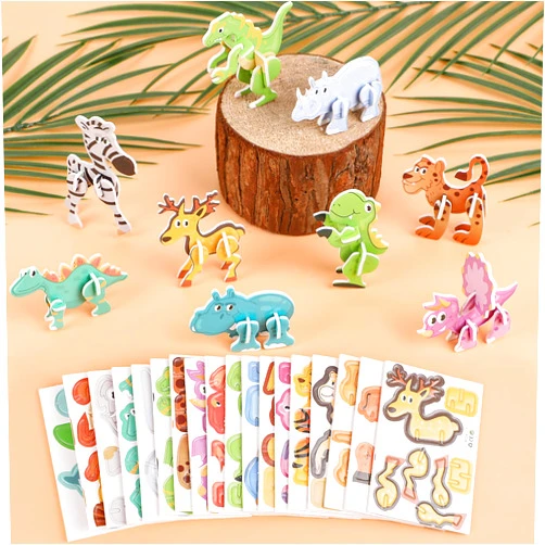 JOFONY Educational 3D Cartoon Puzzles for Kids,25 Pcs 3D Animal Learning Educational Paper Puzzle DIY Crafts Birthday Party Favor Gifts