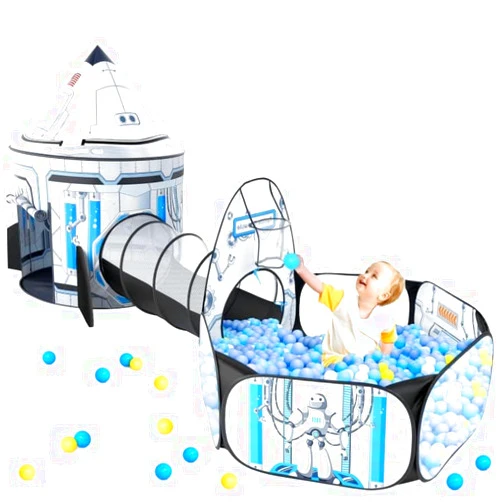GeerWest Kids Ball Pit for Play Tent: 3PC Rocket Ship Baby Gifts, Spaceship Tents and Crawl Tunnel for Toddlers, Astronaut Pop Up Playhouse Toys for Indoor Outdoor Games (White)