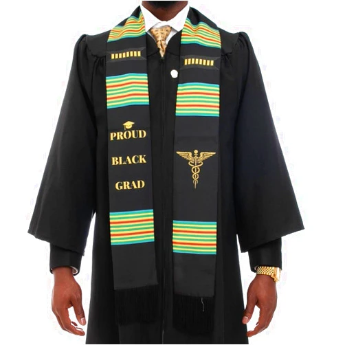 The Grad Central Class of 2024 Kente Medical Nursing Graduation Stole, Proud Black Grad Kente Graduation Sash Medical and RN - Double sided