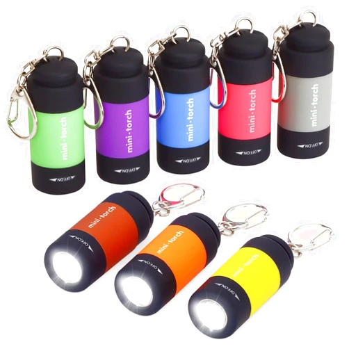 UCEC Mini Keychain Flashlight, Travel Flashlight USB Torch Rechargeable Colorful LED Flashlight High-Powered Pocket Keychain Flashlights, 8 Pack