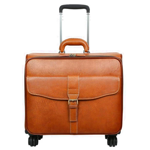Leathario Leather Rolling Laptop Case Wheeled Briefcase Suitcase Roller Boarding