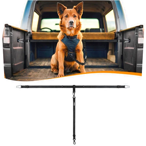 PetBonus Truck Bed Dog Leash, Dog Truck Tether Tie Down, Adjustable Safety Dog Leash for Truck, Comfortable Pick-Up Bed Restraint Lead, Ratchet Tightening Dog Car Harness Belt for One Dog