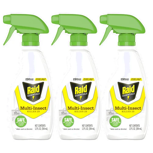 Raid Essentials Multi-Insect Killer Spray Bottle, Child & Pet Safe, for Indoor Use, 12 oz (Pack of 3)