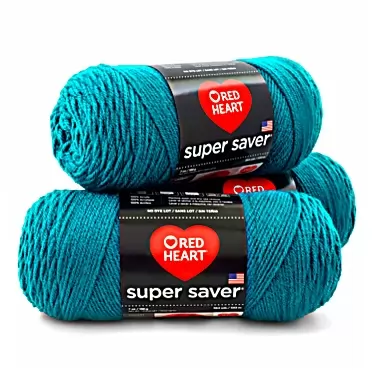RED HEART Super Saver 3-Pack yarn, REAL TEAL 3 Pack