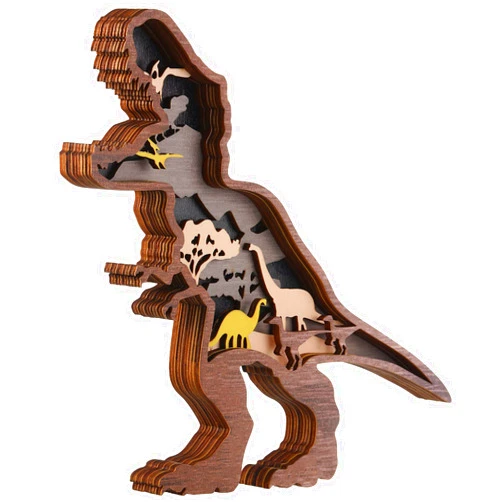 Chunful Dinosaur Wall Art Decor Wooden Farmhouse Dino Decoration Wooden Forest Dinosaur Decor for Boys Cabin Nursery Bedroom Living Room Shelf Decor Christmas Gifts