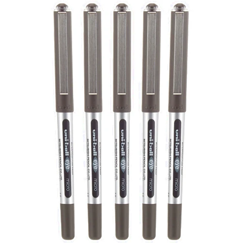 uni-ball Eye Micro UB-150 Rollerball Pens - Black, Pack of 5