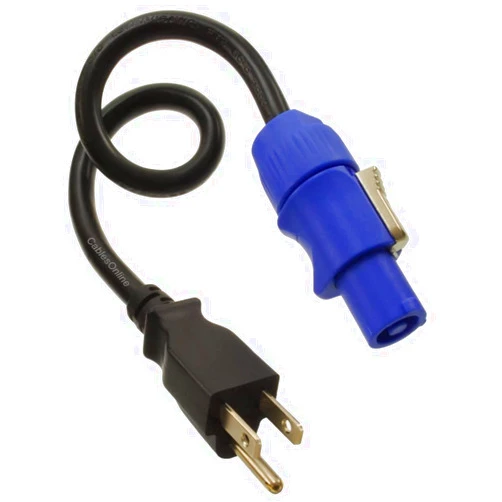 CABLESONLINE.COM ATLANTIC COMPUTERTECH CablesOnline, 1ft 16-AWG Stage Lighting Fixture 3-Prong NEMA 5-15P to Powercon-Compatible AC Power Cable, PC-K601C