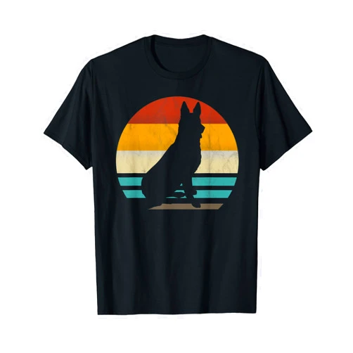 Schäferhund Geschenke & Kleidung German Shepherd Dog Silhouette Retro Gift T-Shirt