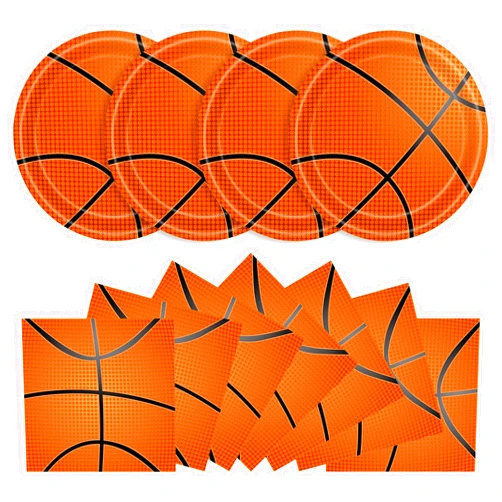 KFJBPB 40 Pcs Basketball Plates and Napkins Party Supplies, Basketball Birthday Party Decorations Disposable Paper Plates and Napkins Tableware Set for Birthday Party Baby Shower Serves 20