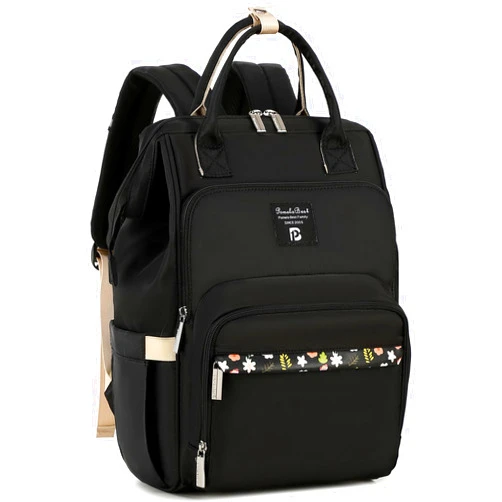 Pomelo Best Diaper Bag Backpack Stylish Waterproof Multifunctional Large Baby Bag with Changing Mat and Stroller Straps (Black)