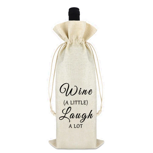 Gfhzdmf Birthday Gift for Women Men Funny Wine Gift Bag Engagement Anniversary Wedding Gift for Friends Friendship Christmas Congrats Promotion Gift for Coworker Cotton Burlap Wine Wrap Bag Graduation Gift