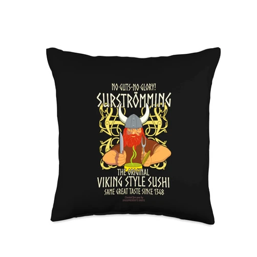 Spassprediger's Viking Sushi Surströmming Merch Surströmming Sour Herring Sweden Viking Sushi Surströmming Throw Pillow