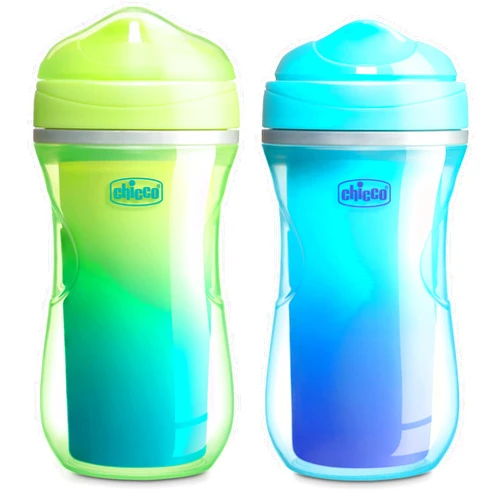 Chicco Double-Wall Insulated Sippy Cup with Bite-Proof Rim Spout and Spill-Free Lid 9oz.| Top-Rack Dishwasher Safe | Easy to Hold Ergonomic Indents | Green/Teal Ombre, 2pk| 12+ Months