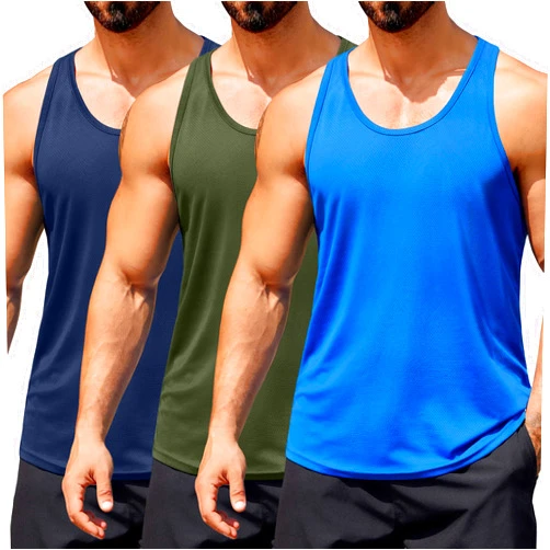 COOFANDY Men's 3 Pack Workout Tank Tops Quick Dry Gym Sleeveless Muscle T Shirts Y Back Athlectic Tank Bodybuilding Top