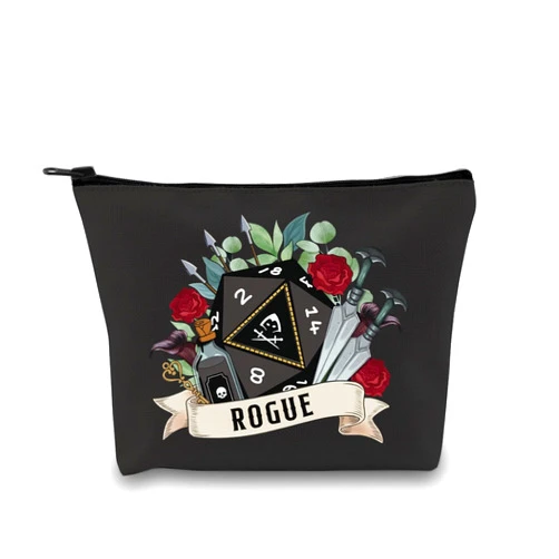 BLUPARK D&D Cosmetic Bag DND Rogue Cosmetic Bag Rogue Dice Gift Dnd Gift for Women Dnd Class Zipper Pouch Bag DnD Gifts for Her (CANVAS, Rogue Bag)