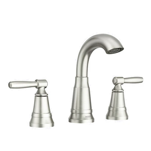 Moen Halle Spot Resist Nickel Widespread Bathroom Faucet with Drain Assembly, Traditional Bathroom Sink Faucet for 3-Hole Applications, 84972SRN
