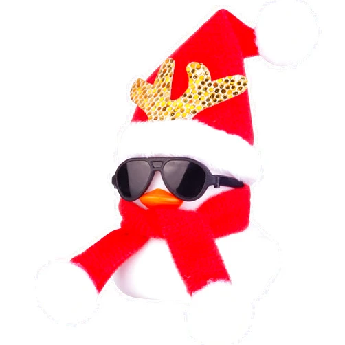 MuMyer Christmas Rubber Ducks Car Ornaments White Duck Car Dashboard Decorations with Mini Christmas Hat Scarf and Sunglasses for Winner Home Christmas Decor, 2 Inches(Z21)