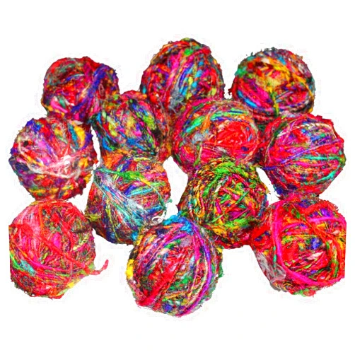 Knitsilk Recycled Sari Silk Yarn - Bulky Yarn - Multicolor Ball (85 Yards, 100 Grams) | Great for Knitting, Crochet, Weaving