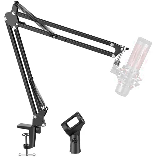 IJESA Boom Arm Microphone Mic Stand for Blue Yeti HyperX QuadCast SoloCast Snowball Fifine Shure SM7B and other Mic, Medium, Black