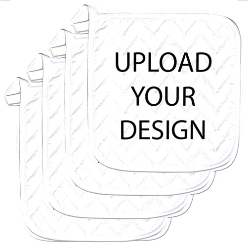 COLORCOMMALL Personalized Custom Pot Holder – 4 Pack 8X8 Inch Kitchen Oven Hot Pads Potholder Coaster Heat Resistant Cooking Baking with Hanging Loop Customized Photo Design Text Picture Gift
