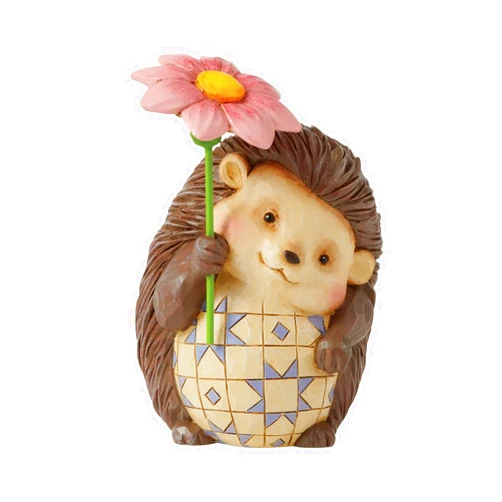 Enesco Jim Shore Heartwood Creek Hedgehog with Flower Miniature Figurine, 4.25 Inch, Multicolor