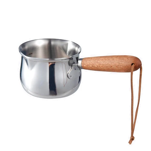 IMEEA Mini Milk Warmer Pot 8.5oz/250ml Butter Warmer SUS304 Tri-Ply Stainless Steel Small Milk Saucepan with Wood Handle