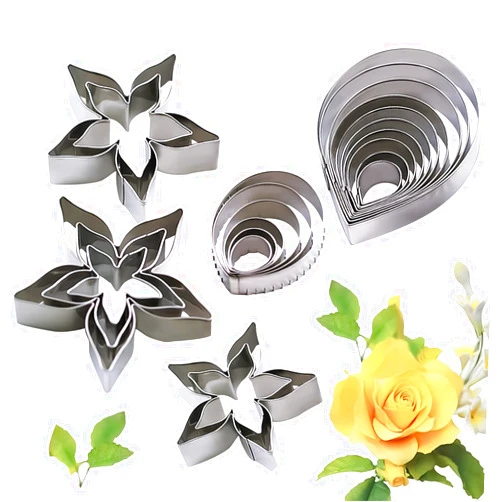 KALAIEN 23pcs/set Rose Petal Cutter Set Gum Paste Fondant Cake Cutters kitchen Supplies Baking Mould