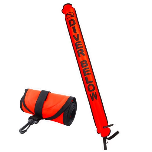 Pecihiko Surface Marker Buoy, 4ft Scuba Diving Surface Marker Signal Tube with Reflective Strip and Plastic Clip