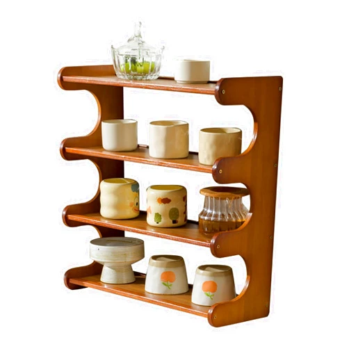 STEHEMO 4-Tier Wooden Mug Display Holder, Mug Holder for Countertop Coffee Cup Holder Coffee Mug Organizer Mug Rack for Coffee Bar Organizer Mug Shelf for Cabinet for Kitchen, Home,Brown