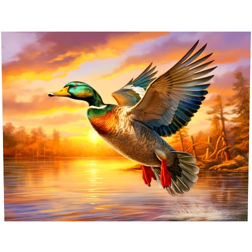 Ourtimfun 5D Diamond Painting Kits Flying Mallard Wild Duck Full Drill Round Beads Diamond Art Gems Stone Cross Stitch DIY Diamond Painting by Number Kits Wall Decoration 12x16inch(53), Clear