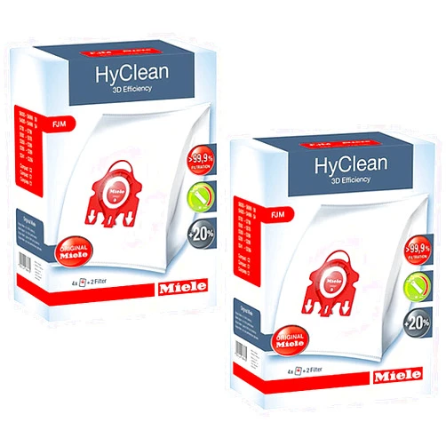 Miele HyClean 3D Efficiency Dust, Type FJM, 8 Bags & 4 Filters, Red