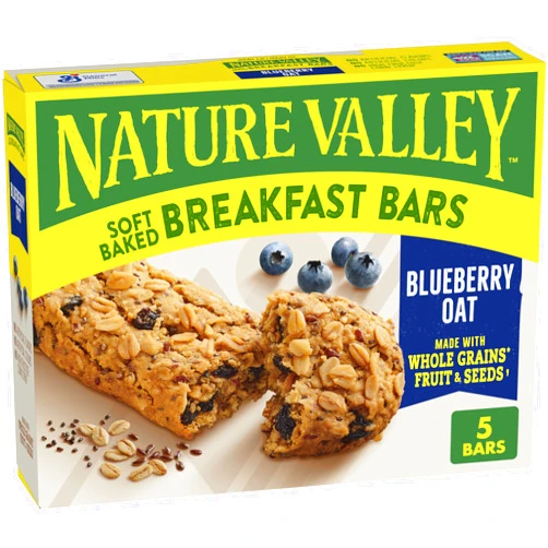Nature Valley Soft Baked Breakfast Bars, Blueberry Oat, Morning Snacks, 5 Count, 8.85 oz