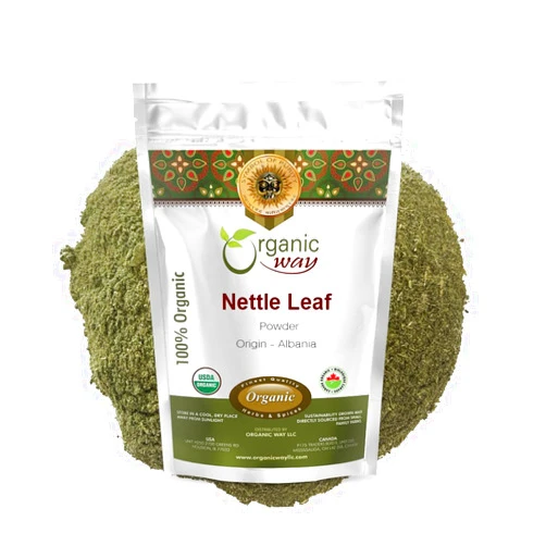 Organic Way Nettle Leaf Powder (Urtica dioica) - Herbal Tea | European Wild-Harvest | Kosher & USDA Certified | Vegan, Non-GMO & Gluten Free | Resealable Bag | 100% Raw from Albania (1/2LBS / 8Oz)