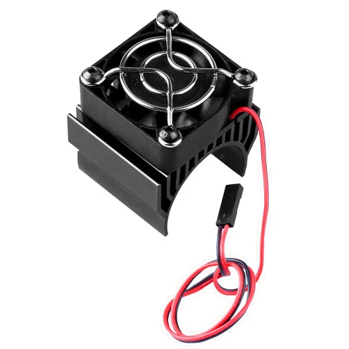 HobbyPark Aluminum Heat Sink with 5V Cooling Fan fit 540 550 3650 Size Brushless Engine Motor Heatsink for 1/10 RC Car Truck Buggy Crawler (Black)