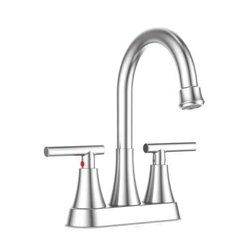 Hurran Bathroom Sink Faucet, 4 Inch 2 Handle Centerset Modern Bathroom Faucet with Pop-up Drain Stopper and Water Supply Lines, 360 Swivel Spout Bathroom Faucets for Sink 3 Hole