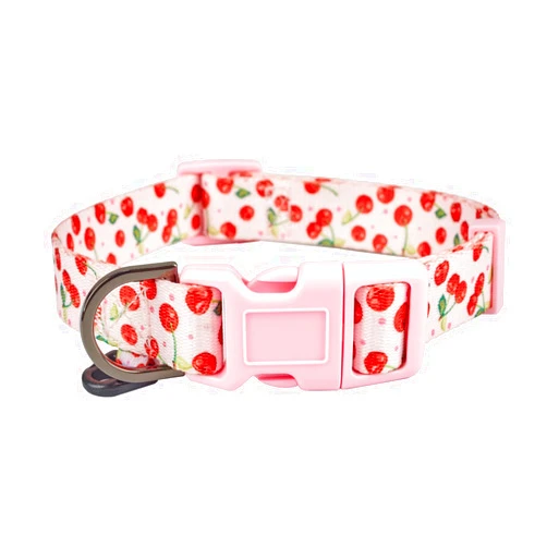Petiry Cherry Pattern Dog Collar, Polyester Material, Cute and Popular, for Small Dogs(Small, Cherry)
