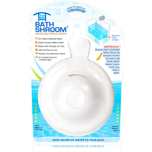 StopShroom BathShroom Bathtub Overflow Drain Cover - Bath Tub Overflow Cover, Bathroom Spa Accessories, Adds Inches of Water for Deeper & Warmer Bath