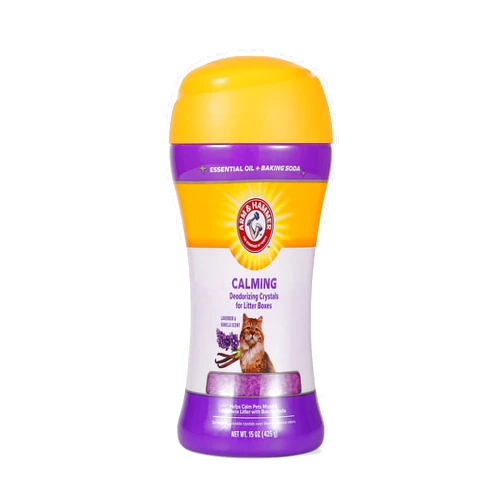 Arm & Hammer Cat Crystal Deodorizer for Kitty Litter Box - Calming Lavender & Vanilla Scented Cat Litter Smell Eliminator - Crystal Odor Control for Cats Mess Cleanup - Pet Home Supplies, 15 Oz