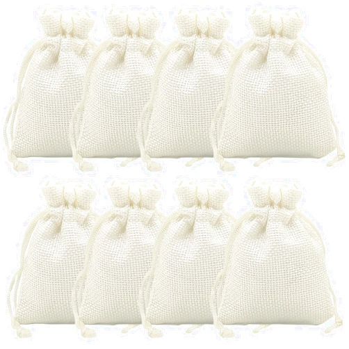 AICHLO 50PCS Burlap Gift Bags with Drawstring,Linen Burlap Bags Candy Bags Goodies Bag for Christmas Wedding Party and DIY Craft Packing (3.5 x 4.7 Inch | 9 x 12 CM, Beige)